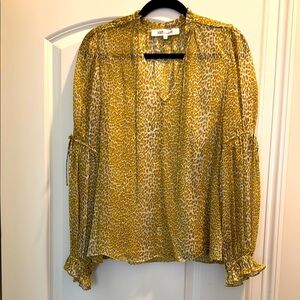 Diane Von Furstenberg Gold Puff Sleeve Blouse